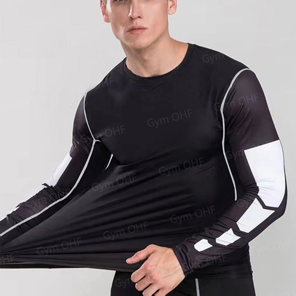 Gym Fitness T shirt Men's Short Sleeve Summer Boxing Jersey Legging Men Rashguard Compression Pants Quick Dry Tight T-shirts Men