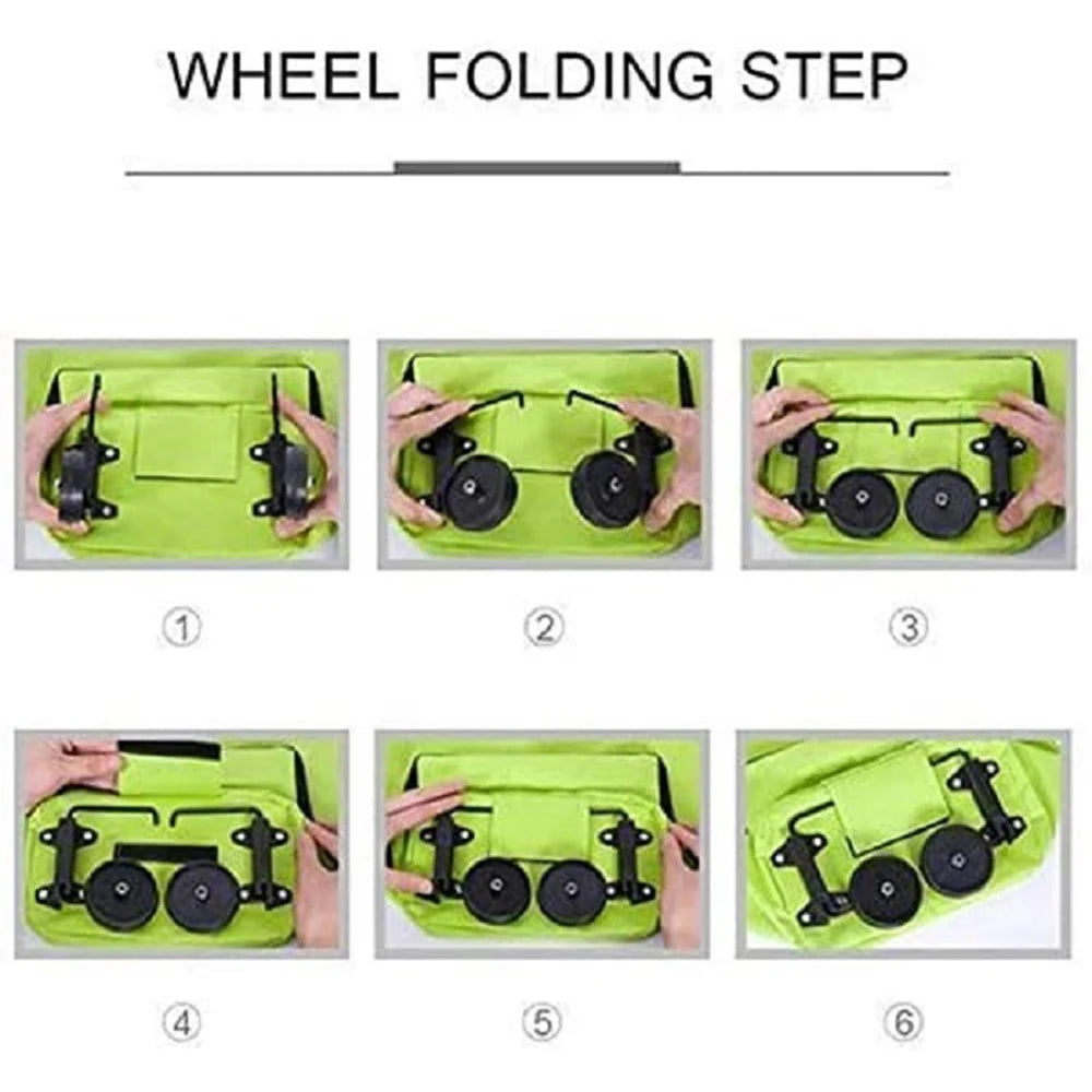 Household Portable Folding Cart Roller Shopping Bags Outdoors Food and Fruits Storage Foldable Trolley Wheel Supermarket Bag ﻿