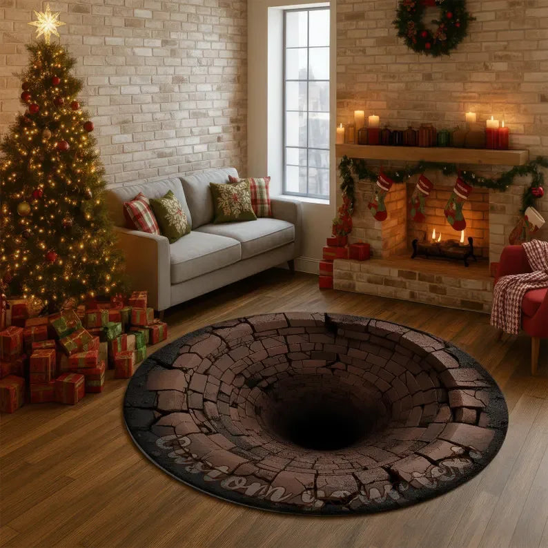 3D Rug Round Rug Big Crack Rug Deep Hole Rugs Illusion Rug Huge Crack Rug Optical Illusion Rug Water Rug 3D Look Crack Rugs