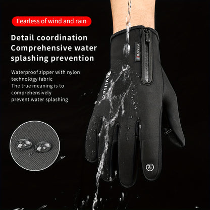 1 Pair of Autumn/Winter Fashion Men's Gloves - Windproof, Anti-Slip, Warm Cycling Sports Gloves, Suitable for Fishing, Driving, Skiing - Polyester Knit Fabric, Hand Wash, Halloween, Christmas Accessories, Best Holiday Gift