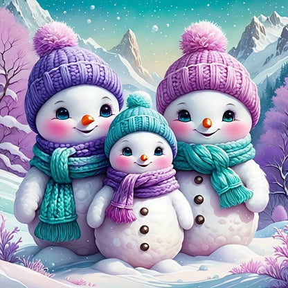 1 Set - Cute Snowman Theme Cross Stitch Painting Kit, DIY Art Needlework Supplies, High-Quality Embroidery Threads, Craft for Beginners and Experts. Full Home Decor Printed Embroideries Suitable as Wall Hangings in Entryway,
