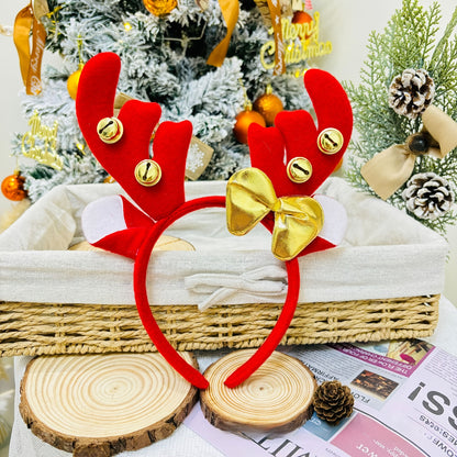 4-Pack Christmas Headbands - Soft Plastic Reindeer Antler & Floral Holiday Headwear, Unisex Party Accessories for Women & Men, Hand Wash Only, No Power Needed, Festive Holiday Decorations, Christmas Accessories, Festive Headw