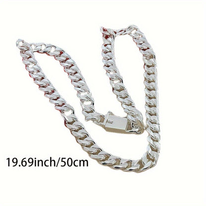 New 925 sterling Silvery smooth chain necklace for both men and women, 10mm fashionable Cuban chain jewelry, wedding and Christmas accessories