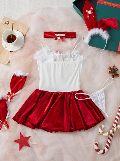 Sexy Lingerie Including Christmas Clothes, Headband, Neck Ring, Underwear And Gloves, Lingerie for Women, Sexy Lingerie for Women Plus Size, Corset Tops for Women