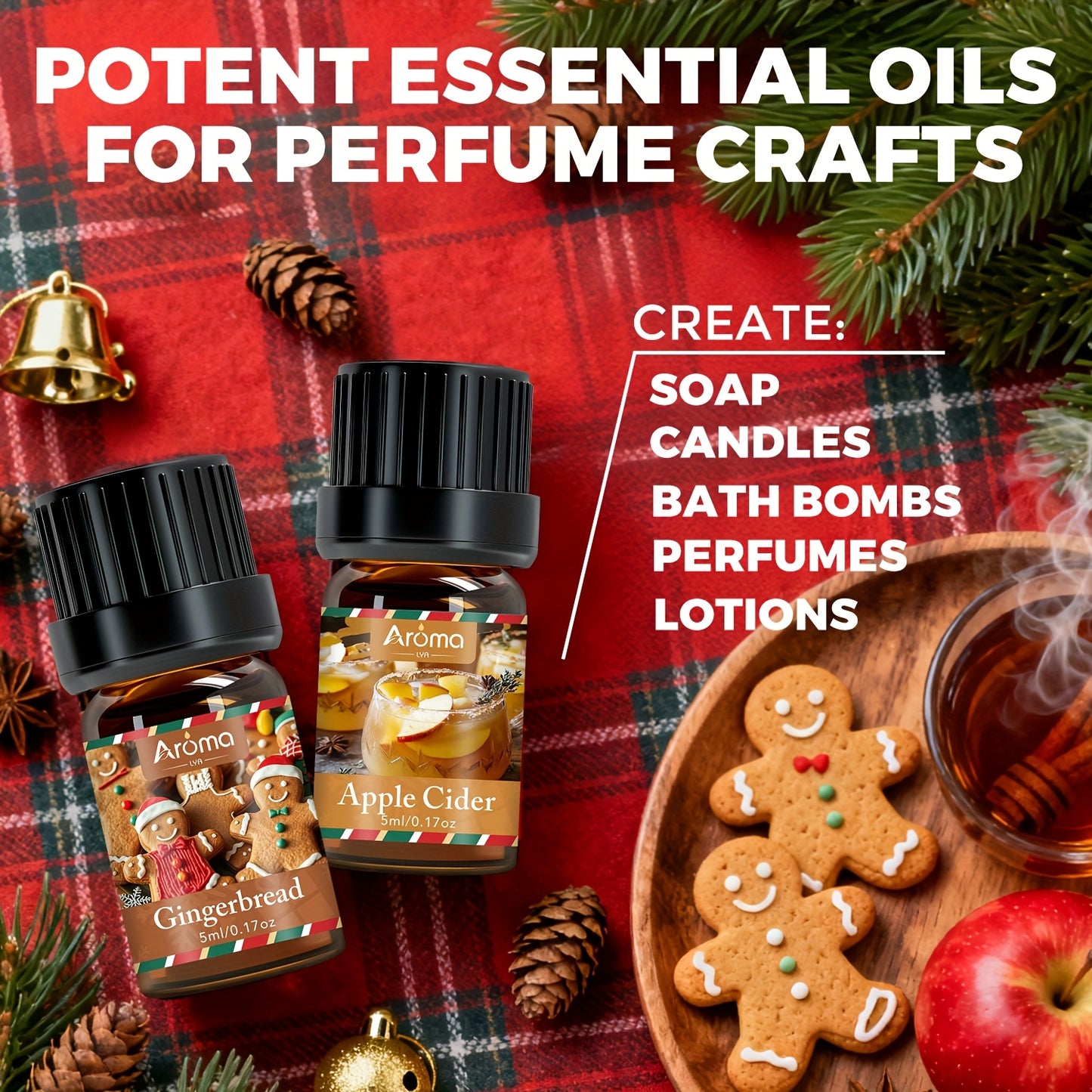 12*0.17oz Christmas Essential Oil Set - Christmas Wreath, Gingerbread, Cinnamon, Harvest Spices, Cedarwood, Peppermint - Air Freshener, Humidifier Supplies, Home Fragrance, Holiday Decor, Christmas Gift Set, Local Warehouse,