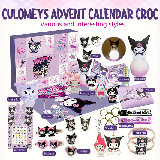 Sanrio Kuromi Advent Calendar Christmas Accessories for Christmas Holiday Decoration, Christmas Decorations for Home, Advent Calendars for Christmas Collectables, Advent Calendar Stuffers, Seasonal Collectibles, Festive Home