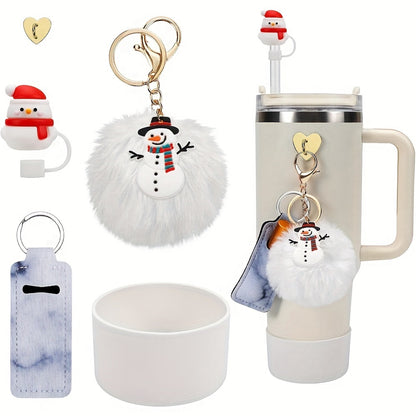 5pcs Christmas Accessories Set for Tumbler Cup - Silicone Straw Cover, Cup Boot, Lipstick Holder, Charms for 40oz & 30oz Tumblers - Ideal for Women, Perfect for Christmas, Thanksgiving, Valentine'S Day, Mother'S Day