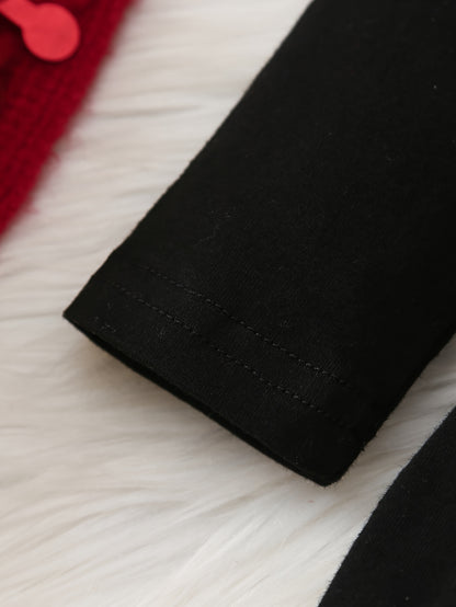 Adorable Baby Girl Christmas Outfit - Cozy Long-Sleeve Dress with "My 1st Christmas" Tree Print, Matching Checkered Pants & Red Bow Tie Scarf - Perfect Holiday Set for Newborns, Baby Girl Christmas Clothes, Perfect for Outdoo