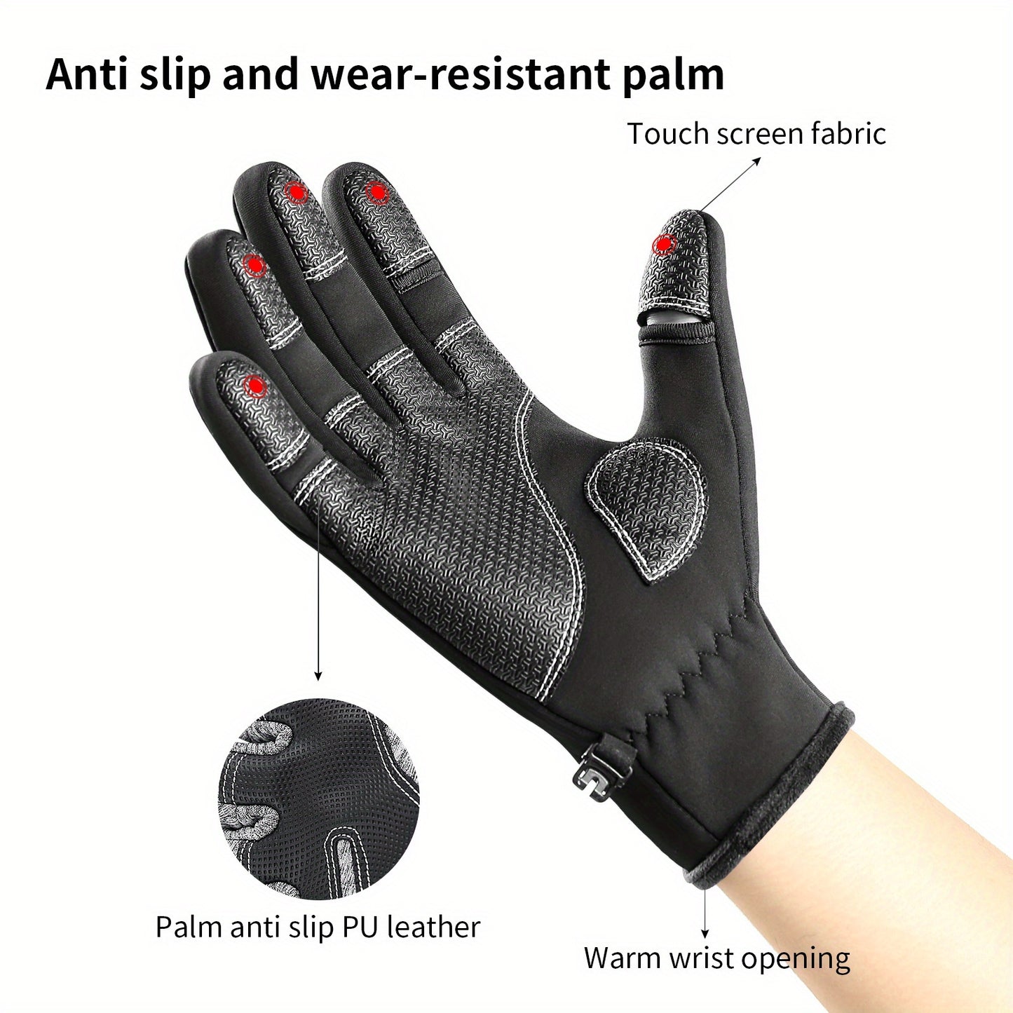 1 Pair of Autumn/Winter Fashion Men's Gloves - Windproof, Anti-Slip, Warm Cycling Sports Gloves, Suitable for Fishing, Driving, Skiing - Polyester Knit Fabric, Hand Wash, Halloween, Christmas Accessories, Best Holiday Gift