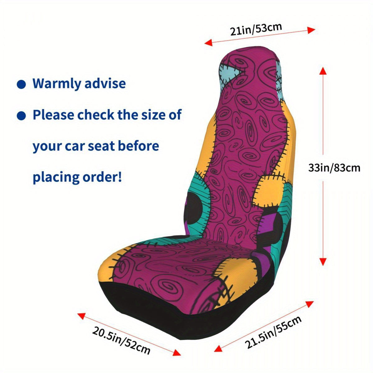 6-Piece Complete Car Decoration Kit - Soft Polyester Steering Wheel Cover, Center Console Pad, Cup Holder Coasters, and More - No Filler, Durable, and Easy to Clean Nightmare Before Christmas Accessories