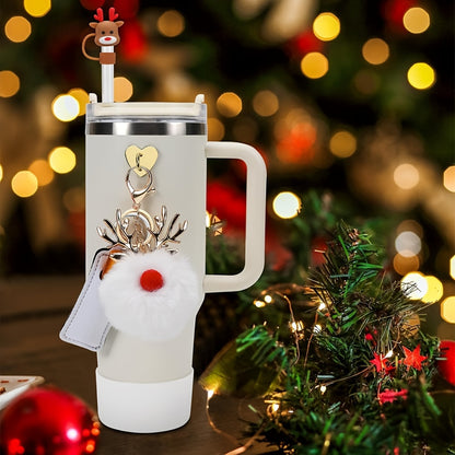 5pcs Christmas Accessories Set for Tumbler Cup - Silicone Straw Cover, Cup Boot, Lipstick Holder, Charms for 40oz & 30oz Tumblers - Ideal for Women, Perfect for Christmas, Thanksgiving, Valentine'S Day, Mother'S Day