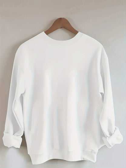 Women's White Christmas Crewneck Sweatshirt with "SANTA's FAVORITE" Red Lettering - Casual Round Neck Long Sleeve Holiday Sweater, Machine Washable All-Season Casual Wear, Festive Winter Party Outfit & Everyday Winter Clothin