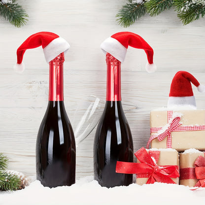 10pcs, Christmas Knife And Fork Small Hat, 2.36*4.72inch Red Mini Christmas Hat, Wine Bottle Knife And Fork Table Decoration, Suitable For Winter Christmas And All Seasons, Furry Christmas Accessories, Kitchen Accessories, Ki