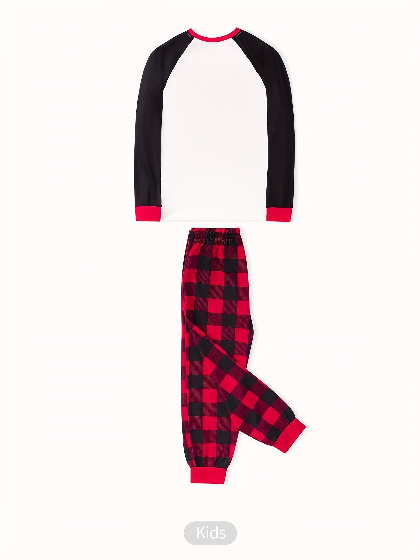 MOSSRIVER Christmas Pajamas Family Matching Soft Reindeer Print Set - Cozy Long Sleeve & Pants, Red & Plaid Design with Santa & Reindeer, Perfect for Celebrations, All-Season Comfort, Christmas Clothes, Festive, Playful Desig